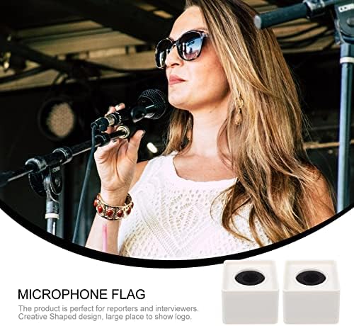 Heimp микрофон 2 парчиња ознаки коцка лого корисно интервју заштитник ABS ABS преносен облик на бел микрофон станица креативно