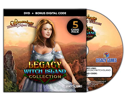 Игри со скриени предмети на фантазијата - Колекција на островот „Legacy Witch Island“, ДВД -пакет со 5 игри + кодови за дигитално