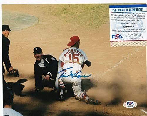 Св. Тим МекКарвер. Луис кардинали w/Whitey Ford PSA автентициран потпишан 8x10 - автограмирани фотографии од MLB