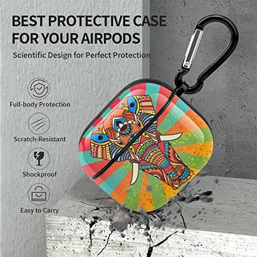 Бохо Слон Печатени Bluetooth Слушалки Случај Капак Компатибилен За Airpods 3 Заштитна Кутија За Складирање Со Приврзок За Клучеви
