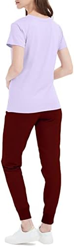 Syssycosенски женски V-врат маица со кратки ракави лабави кошули спортови мета