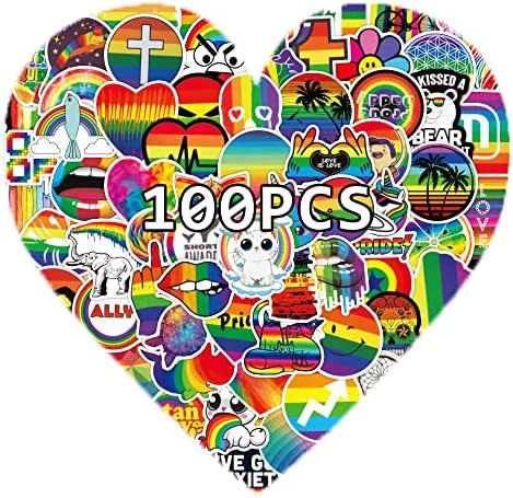 Налепници за геј гордост 100 парчиња LGBTQ Love Rainbow Шарени налепници спакувани винил водоотпорни налепници за лаптоп скејтборд