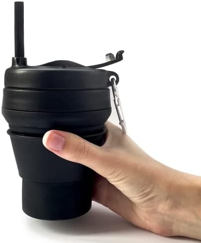 Силиконски склопувачки кафе чаша црна и бетонска таблета оган јама