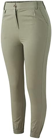 Женски хеланки панталони исечени високи половини слаби дневни панталони копче за појас тенок вклопуваат цврсти џемпери обични панталони