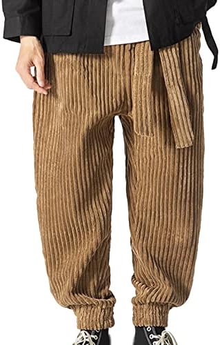 Sezcxlgg пот панталони за мажи Есен и зимска висока улица мода од слободно време лабава спорт што работи солидна боја чипка