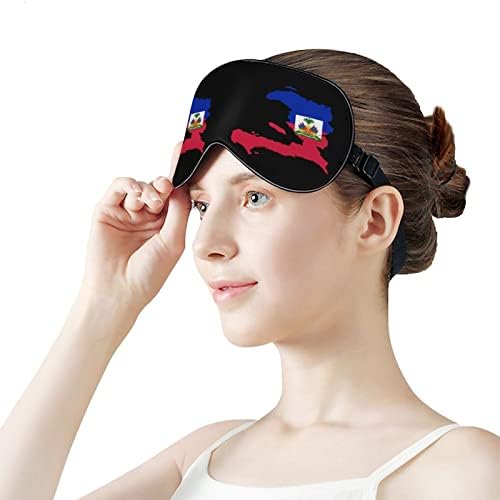 Мапа на Хаитифлаг Смешно спиење маска за очи меко заслепено око со прилагодлива лента за ноќни очила за мажи за жени