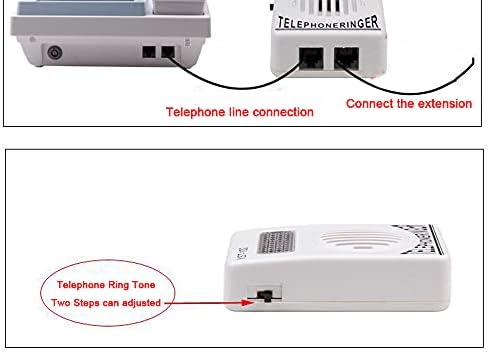 1x Телефонски рингер, телефонски волумен Зголемување на екстра гласно ringвонеч звучен телефон Телефонски засилувач Strobe Light