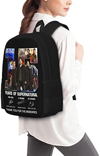 SupernaturalStrop Голем ранец Персонализиран лаптоп iPad таблет патување, црна, една големина