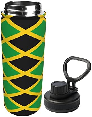 Вода шише Јамајка-знаме 18 мл вакуум од не'рѓосувачки челик изолирана широка колба со капакот на испрвување