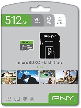 PNY Елита 512gb MicroSDXC Картичка, ДО 90MB/S –