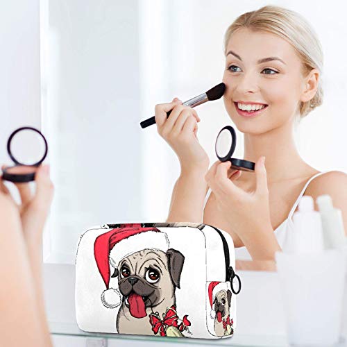 ЛЕВЕИС Божиќна Капа Кученце Куче И Ѕвонче Со Црвен Лак Мала Торбичка За Шминка За Чанта Патување Козметичка Торба Пренослива