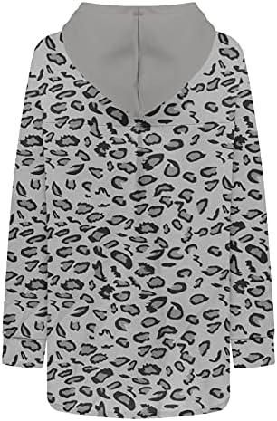 Женски ракчиња со врата од врата со преголема печатење во боја на леопард, печатење со долги ракави, маички со маички за блузи, врвови за маици