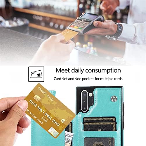 Nkecxkj Дизајн За Samsung Galaxy Забелешка 10 Случај Со Калено Стакло Заштитник На Екранот Кредитна Картичка Носителот Слот,