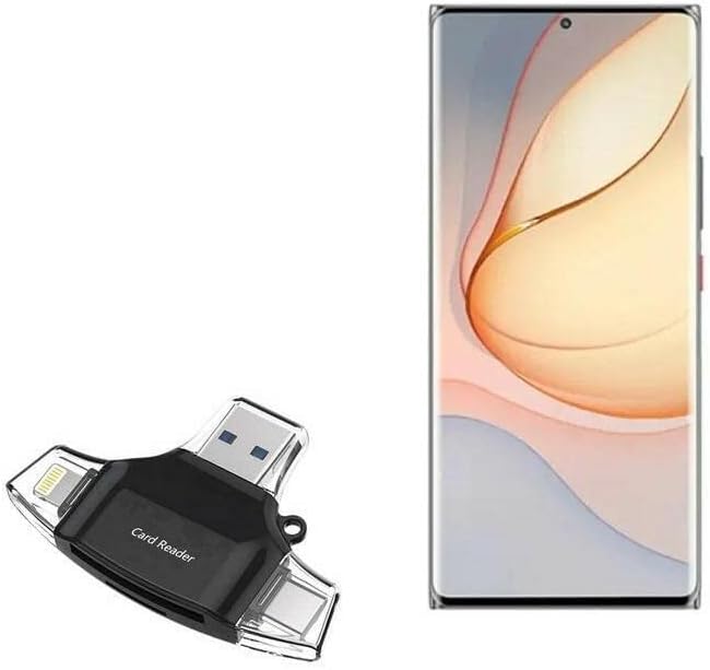Boxwave Smart Gadget компатибилен со ZTE Nubia Z40 Pro - AllReader SD картички читач на картички, MicroSD картички читач SD