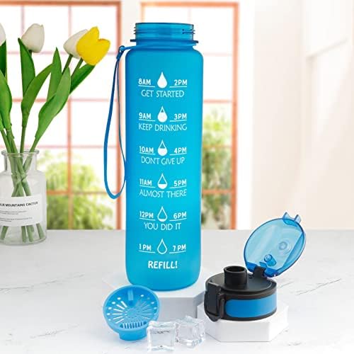 32oz лесна спортска шише со вода, шишиња со вода што протекуваат, шише со вода со временска ознака и филтерски слој, обезбедете