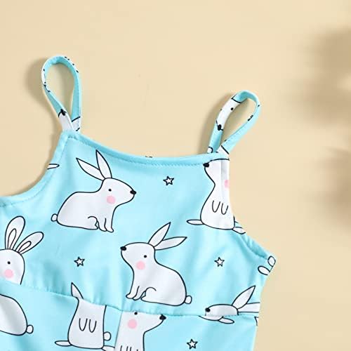 Модтога бебе девојче Велигденски облеки bellвоно дното на ромпер дете за зајаче, цветно печатење, комбинезон со едно парче, панталони со панталони, комбинезони