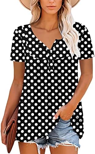 lcepcy женски печатени врвови од туника се кријат кошули за стомакот кратки ракави случајни лабави вклопни блузи маички маички