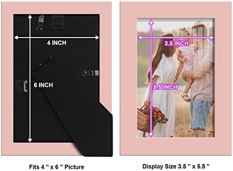 Фото рамки за фото-рамки за слики од 4x6 инчи сет од 4 модерен стил на високо ниво, изработен од цврсто дрво и стакло со висока