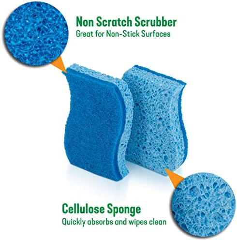Spongs Spongs Pine -Sol Non Strable - Двострана чистачка чинија за чистење за готвење - Кујнски најважни работи за миење и чистење
