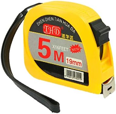 X-DREE Жолта Пластична Кутија За Заклучување Мерка Лента Владетел 16 Стапки 5M w Рака Ремен(Caja de plastico amarilla que bloquea