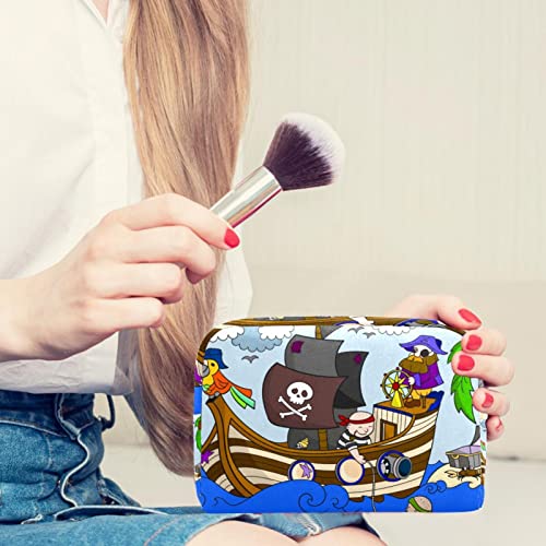 Цртан филм Пиратски Наутички Брод Папагал Ајкула Мала Торбичка За Шминка За Чанта Патување Козметичка Торба Пренослива Тоалетна