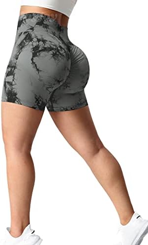 Voyjoy Tie Dye Byer Biker Shorts за жени со високи половини Беспрекорни шорцеви тренингот за јога хеланки измешани панталони