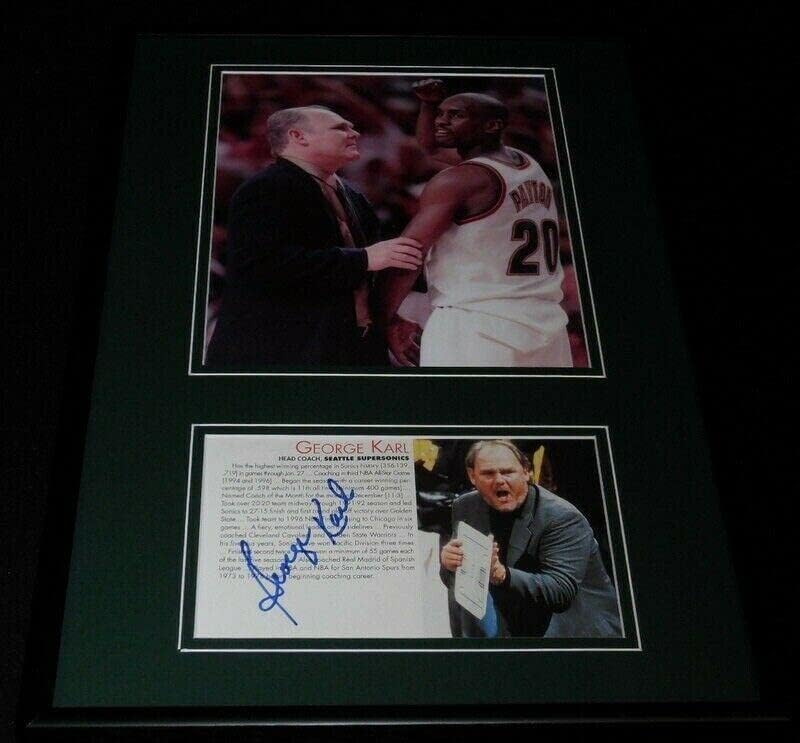 Georgeорџ Карл потпиша врамен 12х18 Фото сет JSA Sonics w/Гери Пејтон - Автограмирани НБА фотографии