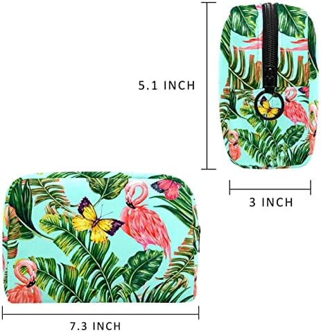 Тбуобт Торба За Шминка Патување Козметичка Торба Торбичка Чанта Чанта Со Патент, Фламинго Тропска Пеперутка