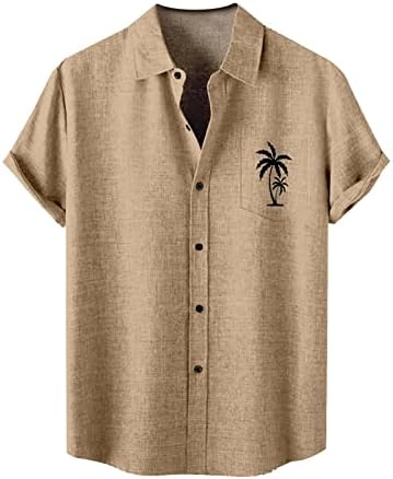 Јакни за машки костуми Обични машки лабави лабави кокос тигар печати кратки ракави манжетни за копче за порт, цветна кошула