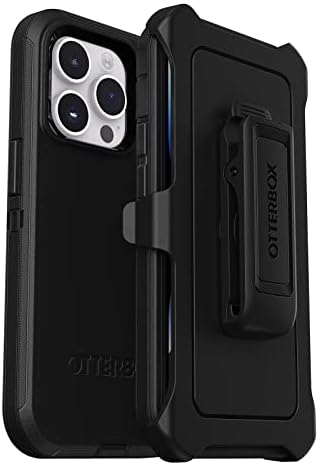 OtterBox iPhone 14 Про Бранител Серија Случај-ЦРНА, солиден &засилувач; трајни, со заштита пристаниште, вклучува футрола клип