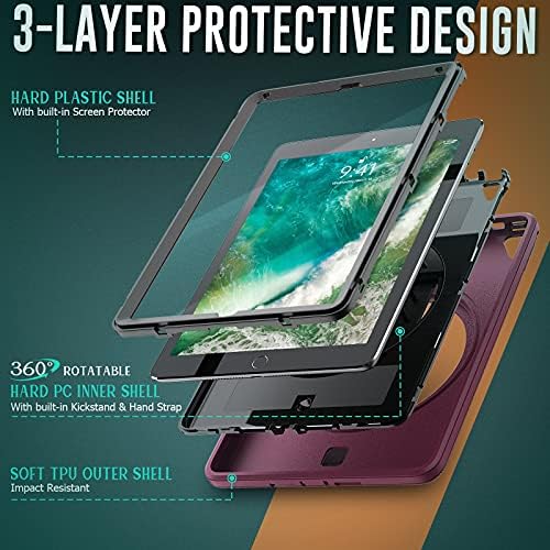 Таблет кутија, заштитна обвивка, таблет покривка на таблети Компатибилен со iPad 9.7 PRO/iPad Air 2, три-во-еден тешки шок-огноотпорен