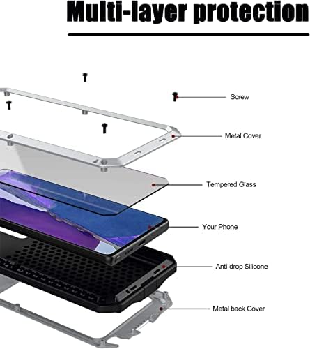 Водоотпорен Случај Компатибилен Со Samsung Galaxy Note 20, [Алуминиумски Тежок Метал] Покријте Со [Заштитник на Екранот][Бранител