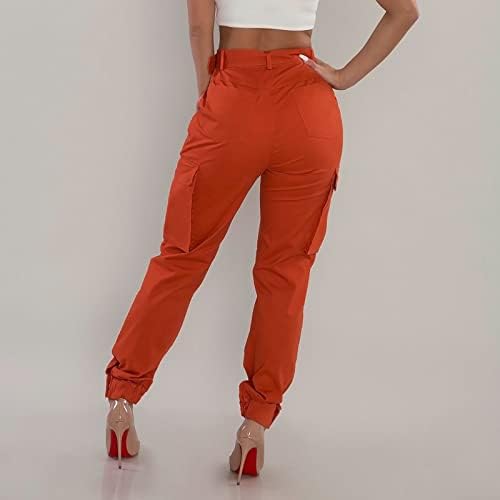 Дуоуи Изработи панталони за жени плус големина жени карго панталони обични панталони со високи половини, лабави панталони панталони