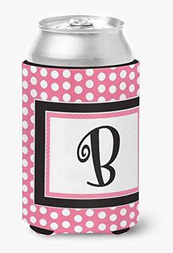 Писма Б Почетна монограм - розови црни пол -точки можат или шише со пијалоци изолатор гушкач