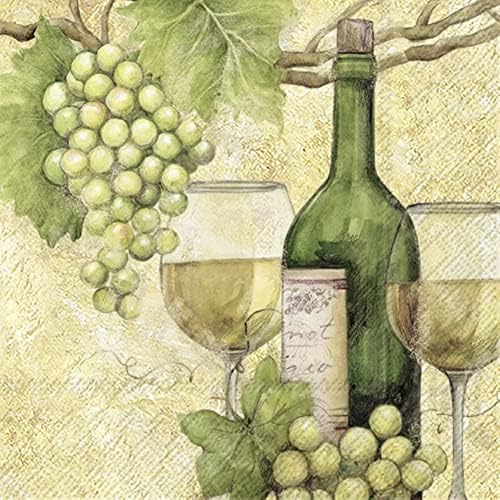 IHR Идеален домот-хартија салфетки бело вино со 3-броеви со 3-броеви за салфетки 5 x 5 инчи
