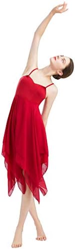 Afavom солиден лирски танц фустан за жени современ танц за костуми за танцување проток шифон фустан лирска танцувачка облека
