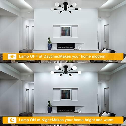 Tmmaysun Semi Flush Mount Filing Light, 6 светла модерни спутнички лустер, приврзок осветлување за дневна соба кујна трпезарија