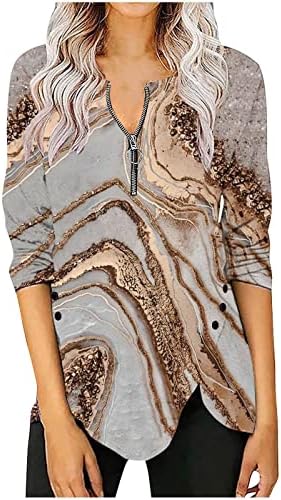 NOKMOPO Жени Блузи Мода Со Долги Ракави Секојдневен Печатење Со Долг Ракав Пуловер Со Кружен Врат Врвна Блуза Основни Плетени