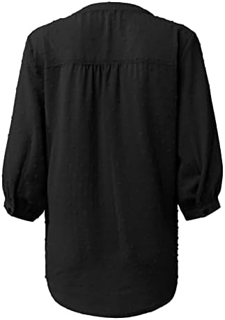Лазбој дами врвови моден дизајн v вратот 3/4 ракав блузи елегантни врвни летни маички обични женски маички маички црни