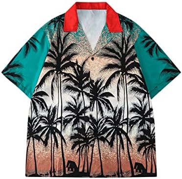 Машки кошули и шорцеви за кратки ракави поставени хавајски плажа во стилот на плажа, стенд-ап јака блуза, врвни стебла, костум