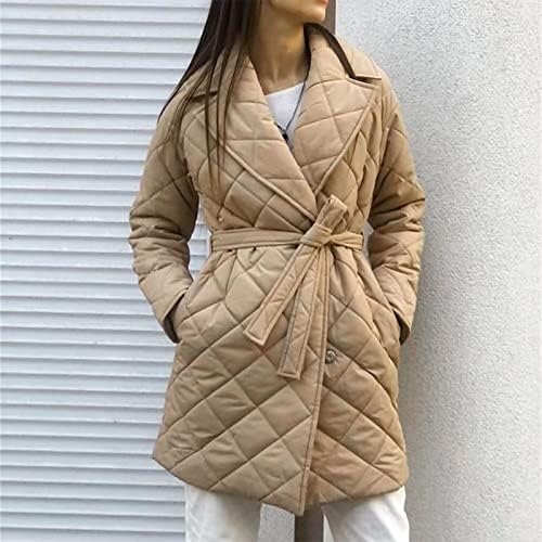 Зимска облека Twgone за жени трендовски досаден појас на градите со средна должина надолу