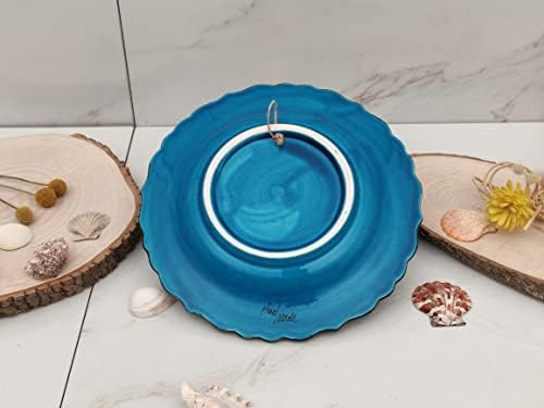 Ајнур Турска декоративна чинија 9,85 Рачно изработен керамички украс за декор за висина на wallид од дома и канцеларија