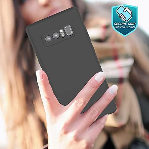 ZingCon Samsung Galaxy Note8 Телефонски куќиште, меки течни силиконски случаи со течни силикони со микрофибер лагер за Samsung Note 8-Black