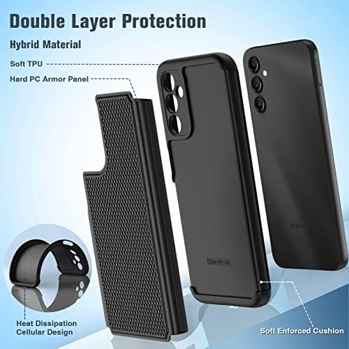 FntCase за Samsung Galaxy A14 5G Case: Двојна слој заштитна тешка мобилен телефон покритие шок -изобилен солиден со не -лизгачки