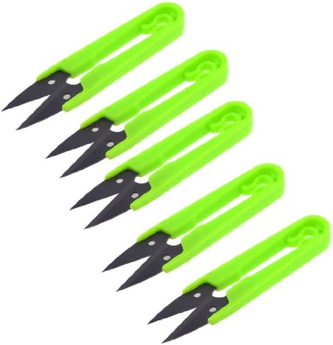 Aexit 5 компјутери за прибор за јадење и нож Зелена пластична рачка остра мини трема предиво за ножици за ножици вкрстено бод