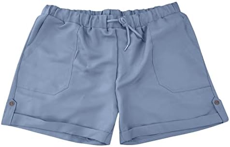 Женски удобни шорцеви за влечење летни еластични половини памучни шорцеви широки нозе кратки џебни панталони модна облека 2023