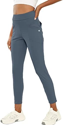 Aurgelmir Womens 7/8 јога панталони директно нозе на отворено голф трчање хеланки обични фустани панталони со џебови
