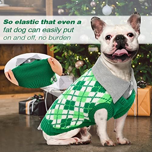 Кучиња џемпер елек за мали средни кучиња, дополнително топла задебелена плетена кошула, карирана облека за трикотажа за плетење