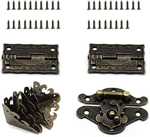Хардверски комплет за кутии за накит, lbtodh 1 поставува бронзено заклучување на тока, ретро правоаголник, врежан стил на стилови
