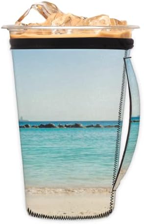 Фламинго плажа повторно употреблив ладен ракав за кафе со рачка Неопрена чаша ракав за сода, лате, чај, пијалоци, пиво